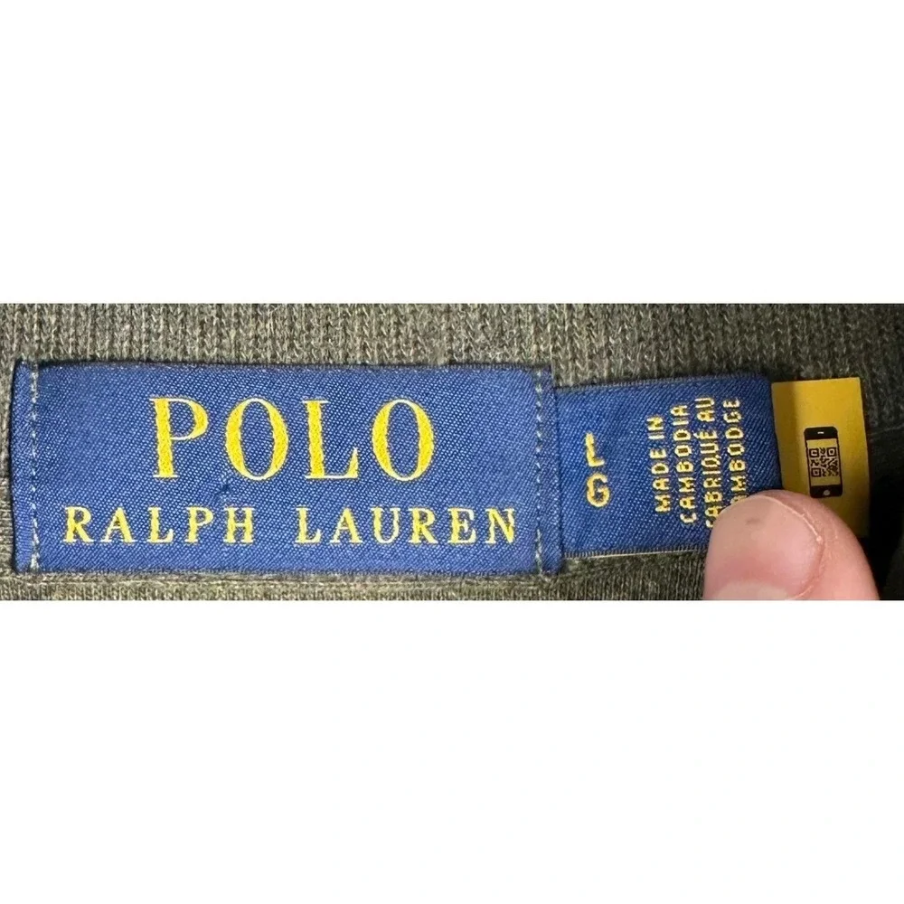 Polo Ralph Lauren Sweater Mens Large Olive Green Quarter Zip Pullover Mock Neck